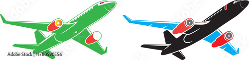 Green and black jets with red and blue accents jet airplane