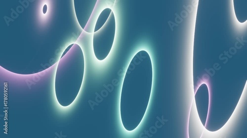 Glowing pastel neon rings abstract background