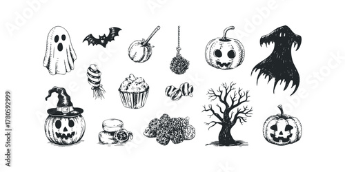 Hand Drawn Halloween Icons Collection