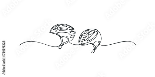 Two Cycling Helmets Connected by a Single Line