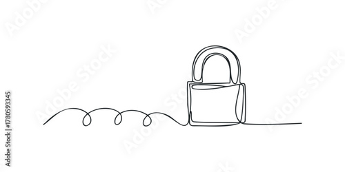Simple line art of a padlock with a curly line