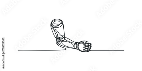 Robot arm depicted in continuous line art