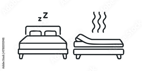 Bed with Zzz and steam icons