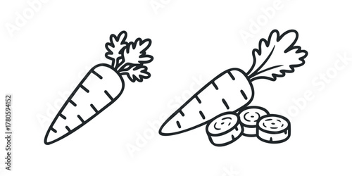 Outline icons of whole and sliced carrots