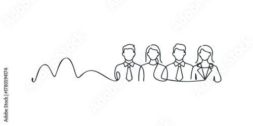 Simple outline of diverse professionals wearing business attire