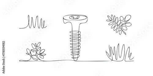 Single line drawing screw and plant elements