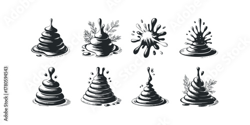 Abstract Dark Splashes and Layered Forms Collection