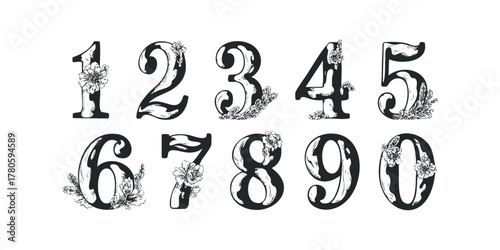 Decorative Numbers with Floral Embellishments