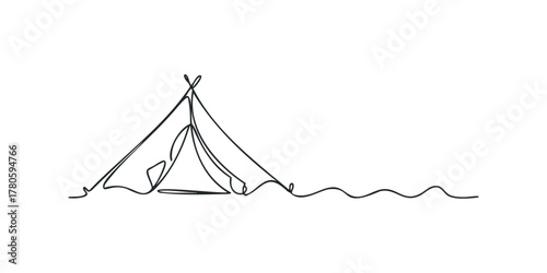 Tent camping shelter line drawing