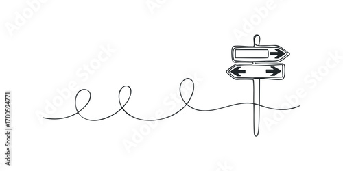 Directional signpost with looping path graphic