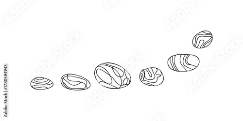Line art pebble arrangement