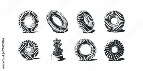 Tornillo spring shape collection graphic set