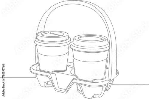 Minimalist takeaway coffee cups in a holder presenting convenience for a quick caffeine to go