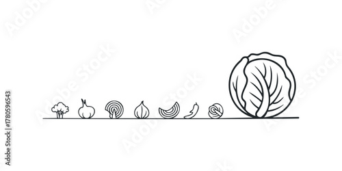 Line art collection of assorted vegetables and produce