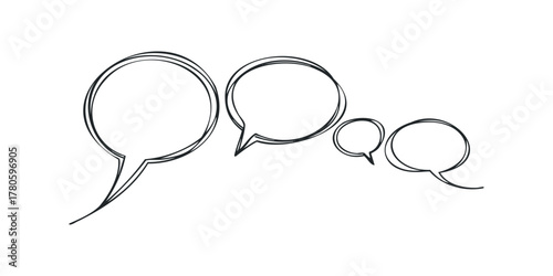 Hand drawn speech bubbles with chat dialog balloons