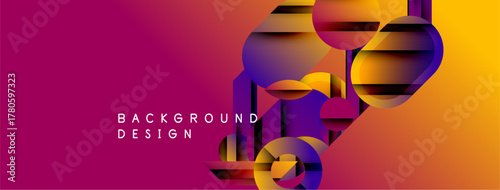 Abstract vibrant gradient background. Overlapping circles create dynamic composition. Modern design elements, bold colors, visual texture.