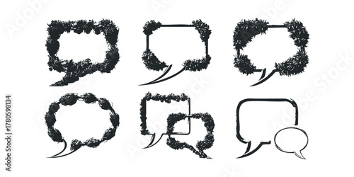 Text Bubbles Collection with Textured Edges