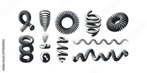 Set of Abstract Coil Forms and Shapes