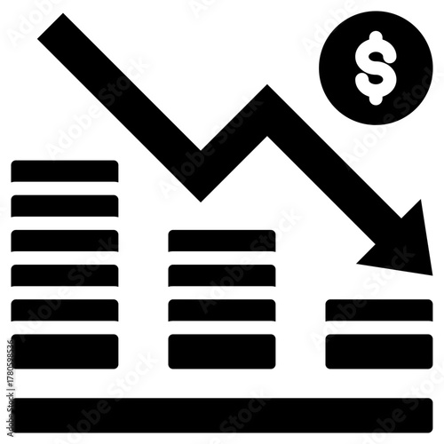 Financial crisis  icon for bankruptcy , website, application, printing, document, poster design, etc