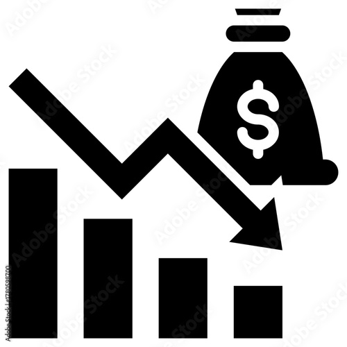 Recession  icon for bankruptcy , website, application, printing, document, poster design, etc