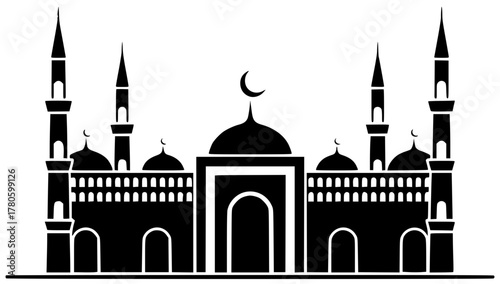 islamic illustration mosque silhouette arabic logo islam icon ramadan outline culture muslim religious holy architecture arab art religion crescent shape for vector graphic background