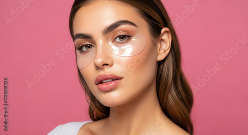 Radiant Young Woman with Hydrating Under-Eye Patches for Trendy Skincare and Self-Care Routine
