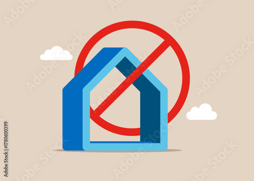 Seizure. Prohibition on the sale of the house. Suspicious real estate and risky pay credit to bank app. Confiscation pledged property. Prohibition of operation. Denial of insurance payment. Vector