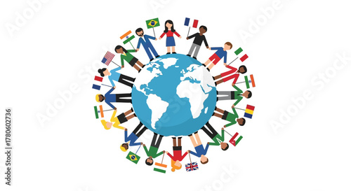 Celebrating Global Unity Diverse People Holding Hands Around the World