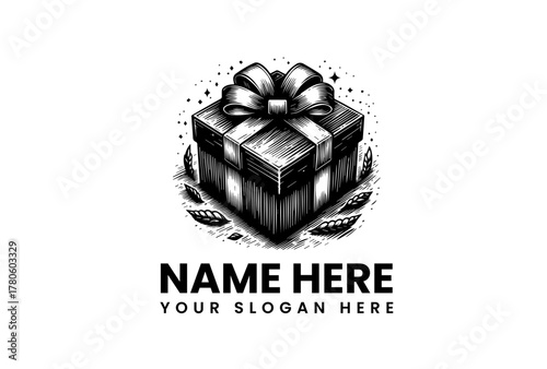 Festive gift box with ribbon and leaves, perfect for celebrations and special occasions