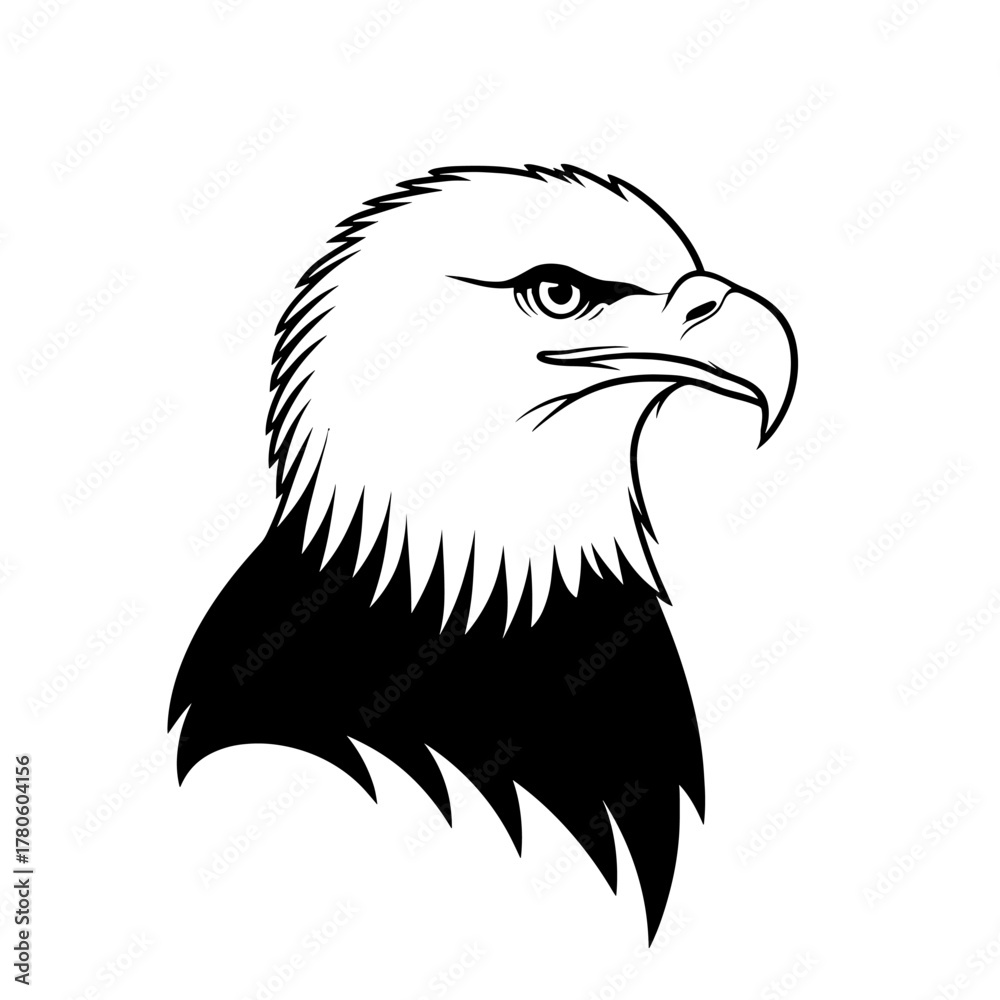 Obraz premium Bald Eagle. Bald Eagle simple black and white line art vector logo