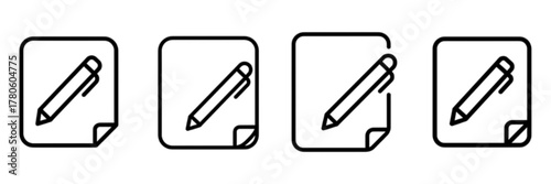 Document Edit, Writing, and Note-Taking Outline Vector Icon Set