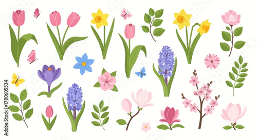Colorful Spring Flowers Clipart Collection for Fresh Designs