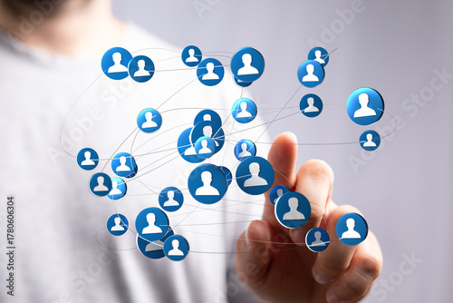 Wallpaper Mural Connecting with people, networking, social media, reaching out, global communication, community, virtual, digital network concept Torontodigital.ca