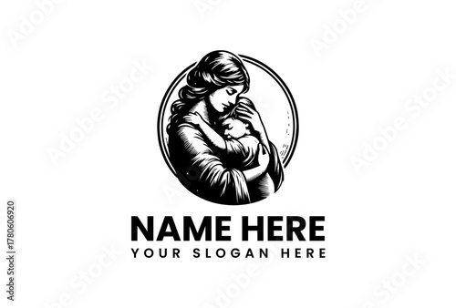 Embrace of Love A Tender Logo Depicting Motherhood and Family Bonds