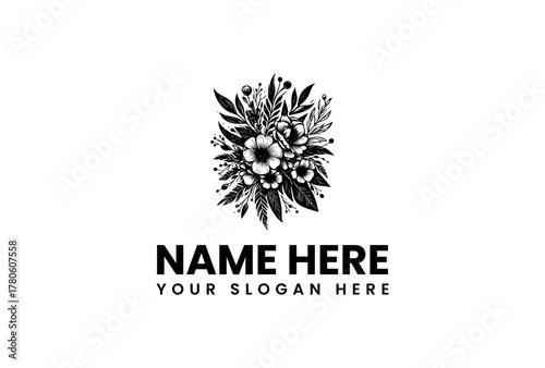 Elegant floral logo design with space for business name and tagline, perfect for branding