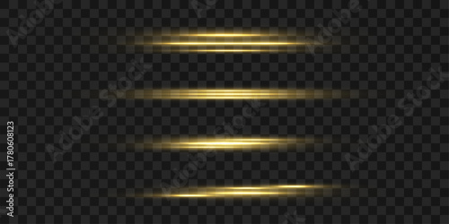 Golden lens flare lines with horizontal light streaks. Great for abstract, cinematic, or festive effects. Radiant glow adds depth and visual impact.