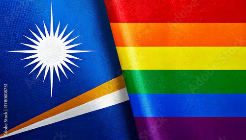レインボーフラッグとマーシャルの国旗(Pride Flag & Marshall Islands flag.)
