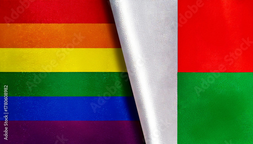 レインボーフラッグとマダガスカルの国旗(Pride Flag & Madagascar flag.)
