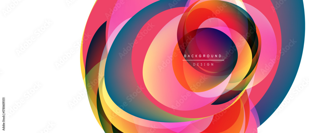 Obraz premium Abstract colorful circles overlap creating dynamic visual effect. Modern design element for backgrounds, presentations.