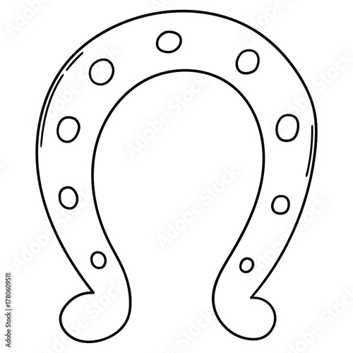 Hand-drawn doodle horseshoe on a white background.