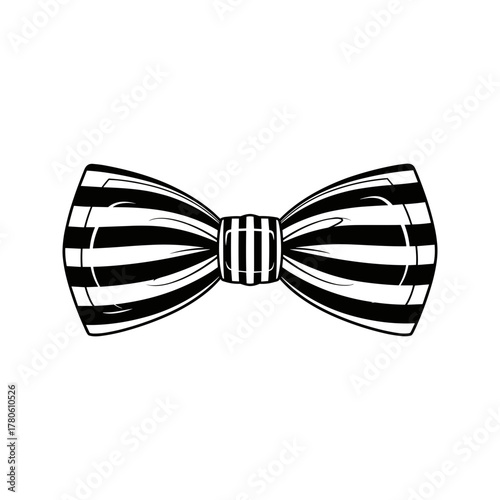 Black and white striped bow tie vector illustration graphic
