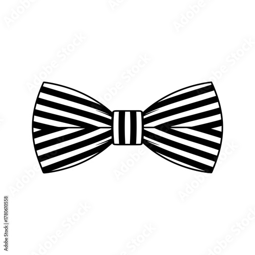 Striped bow tie vector icon black and white fashion accessory