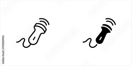 Ultrasonography vector icon set black filled and outlined style.