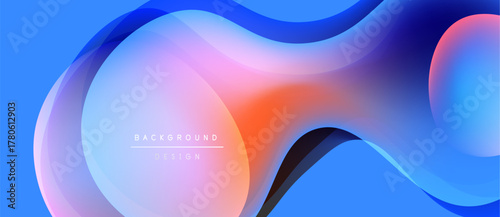 Abstract fluid shapes, vibrant colors blend. Gradient background creates dynamic visual experience. Modern design element.