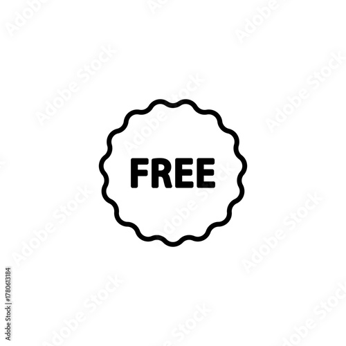 Free on starry outline and white label vector illustration, eps10.