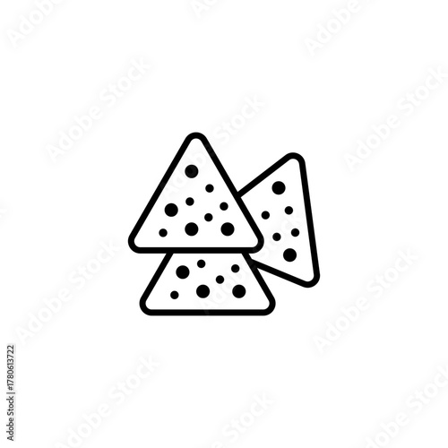 Tortilla chips or nachos tortillas line art vector icon for apps and websites vector illustration, eps10.