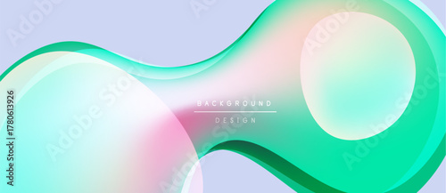 Abstract flowing shapes, pastel colors blend. Soft gradients create modern background design. Minimalist aesthetic, smooth curves dominate composition.