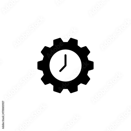 time management icon. time management, colck and gear setting symbol template for graphic and web design collection logo vector illustration