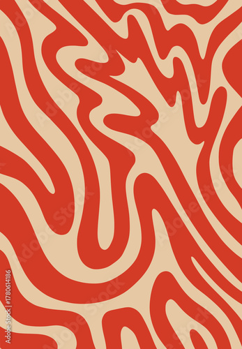Retro red wavy abstract pattern background