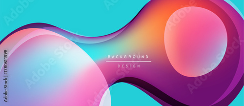 Abstract fluid shapes, vibrant colors blend. Gradient design creates dynamic visual impact. Modern aesthetic, perfect backdrop.